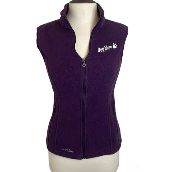 Eddie Bauer® - “dog mom” custom Antlia - Ladies Fleece Vest | purple | size L - Picture 2 of 10